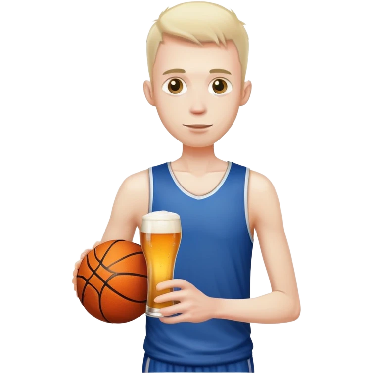 coked out skinny man with beer in his hands and a basketball emoji