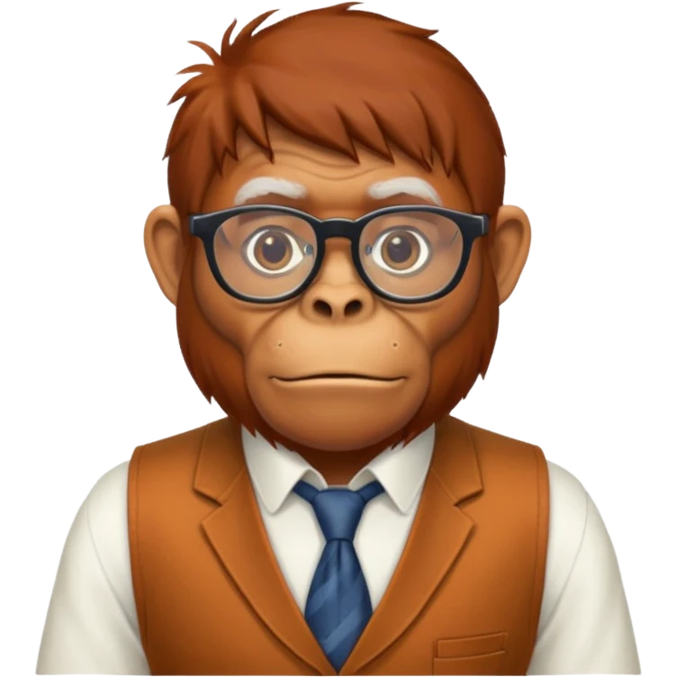 Orangutan secretary, old, glasses, vest emoji