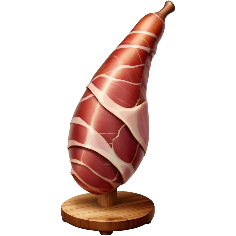 _cinematic-realistic-spanish-ham-leg,-depicted-as-a-massive,-cured-leg-of-jamón-serrano-(ham)-with-a-deep-reddish-brown-hue,-intricately-marbled-and-slightly-glossy-with-age,-elegantly-displayed-on-a-rustic-wooden-stand-and-bathed-in-warm emoji