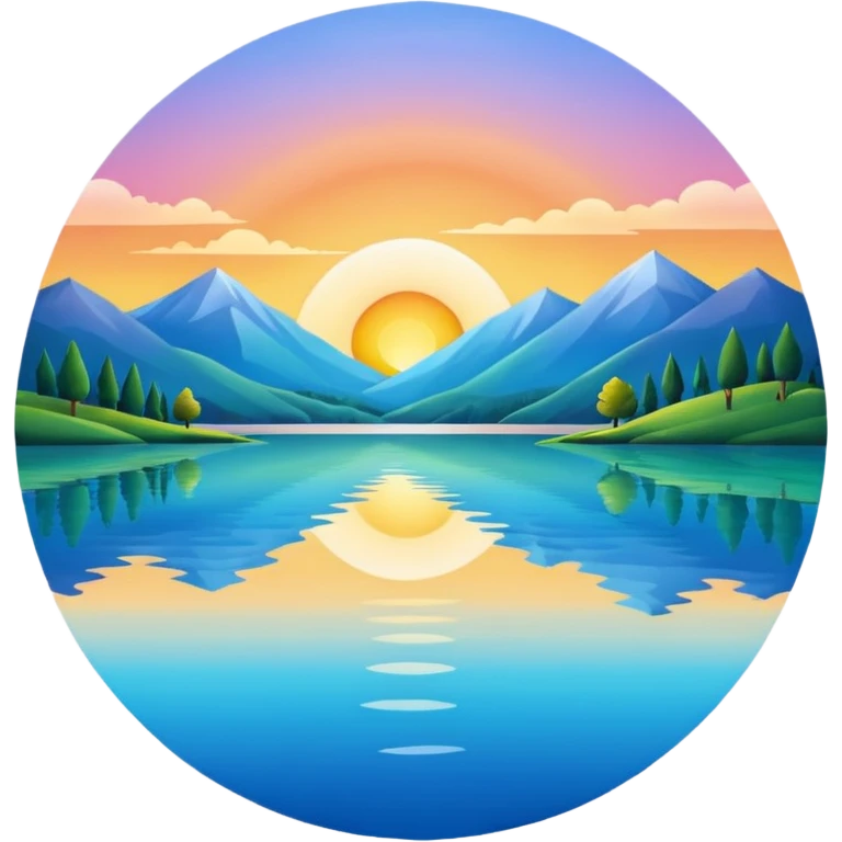 sunrise landscape with a lake emoji