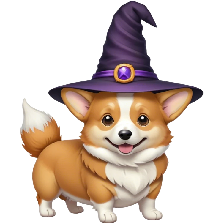 Magic corgi with witches hat emoji