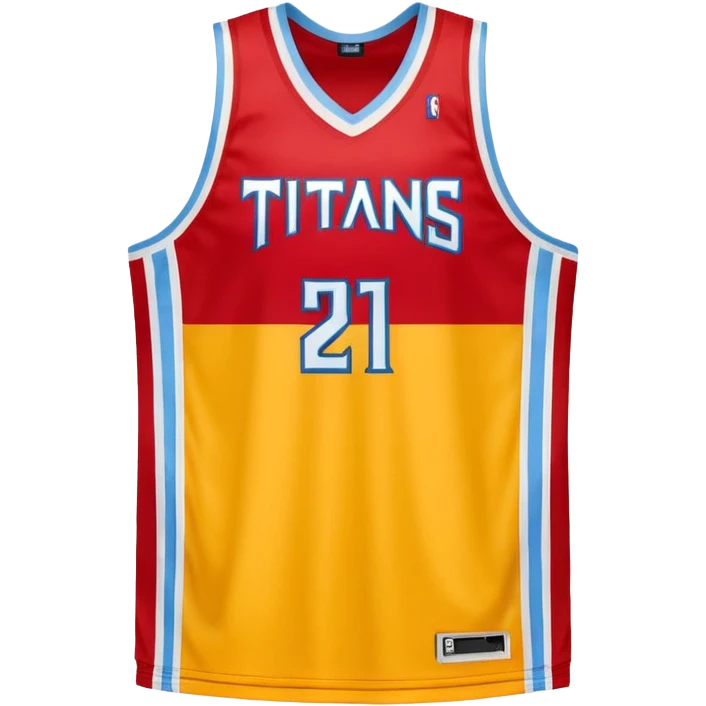 red, yellow, white titans basketball jersey with NO blue accent color emoji