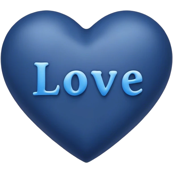 Dark Blue heart with the words Love You Ry in the middle  emoji