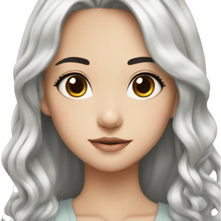 Beautiful girl,Black hair,wavy hair，long hair,Black eyes,Chinese emoji