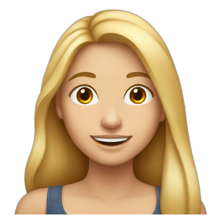 Mujer feliz de piel blanca y cabello largo rubio emoji