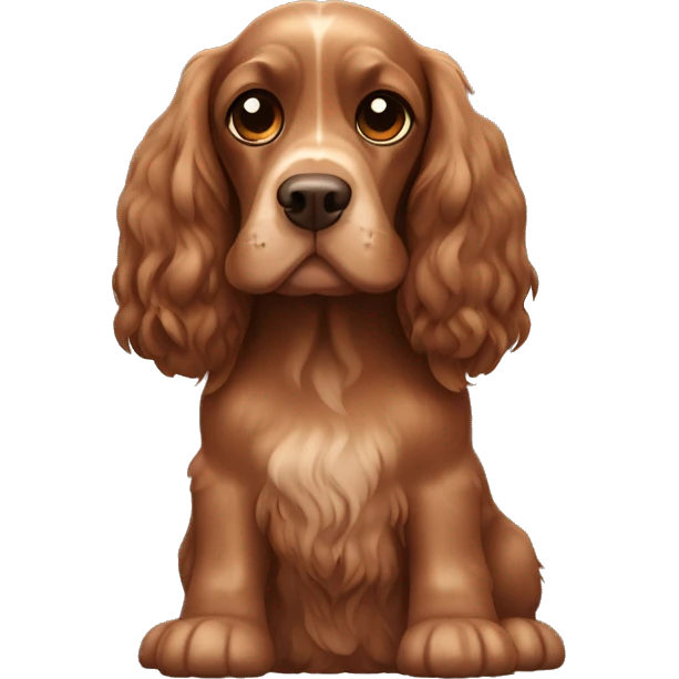 a cocker spaniel, fully brown color adult with long ears emoji