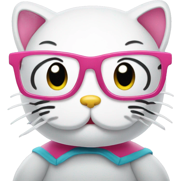HELLO KITTY with glasses emoji