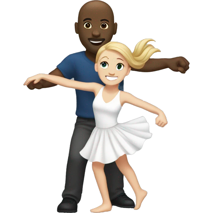 White girl dancing with bald black man  emoji