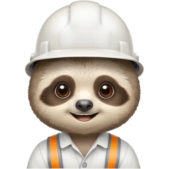 smiling baby sloth face, white hard hat, no body emoji