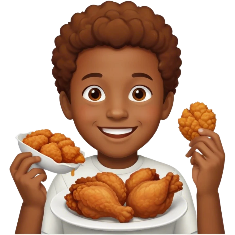 Black Boy eating chicken emoji