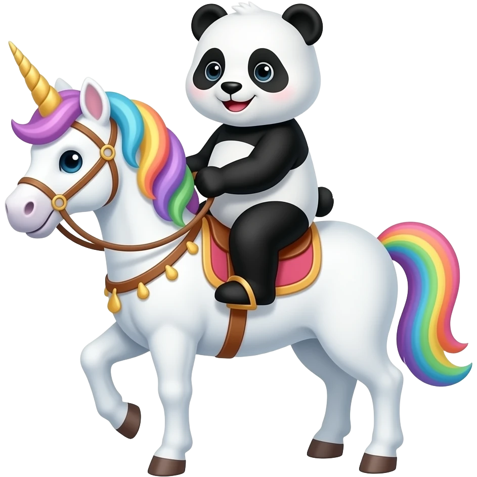Panda riding unicorn emoji