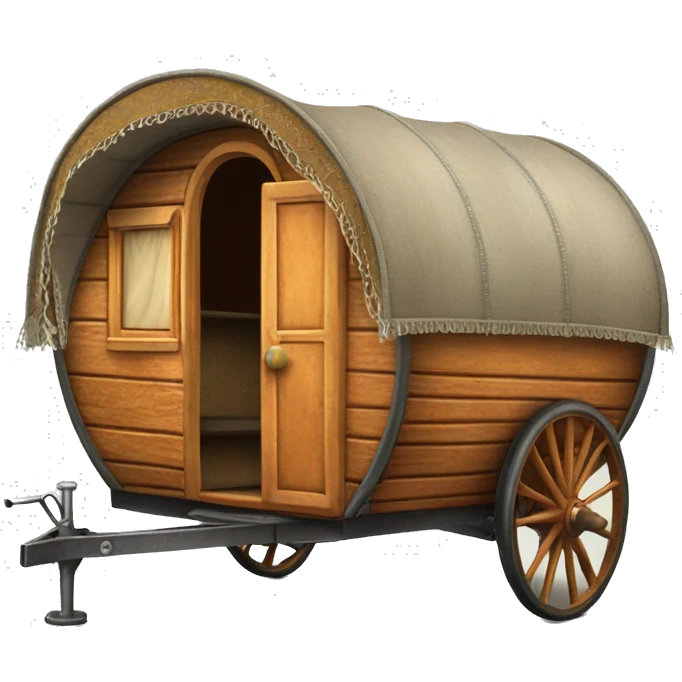 Realistic vintage round gypsy caravan wagon camper emoji
