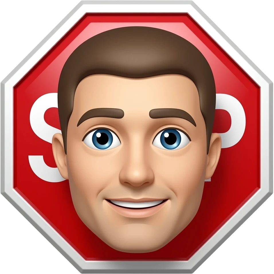 Stop sign with human face emoji