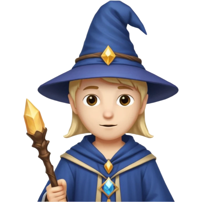 young wizard with a magical hat and staff emoji