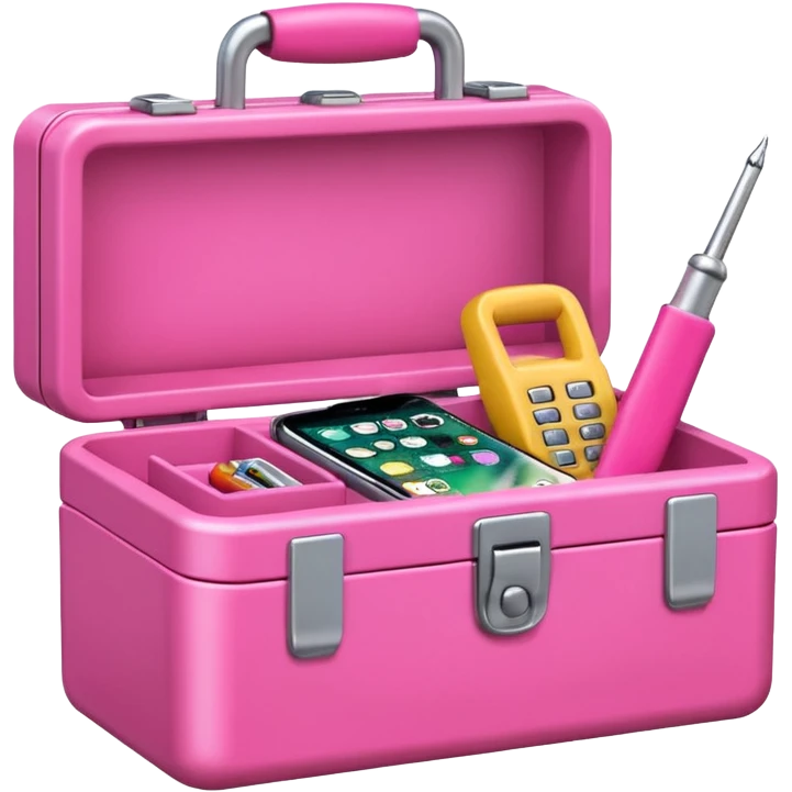 big girly cellphone with a pink mini toolbox emoji