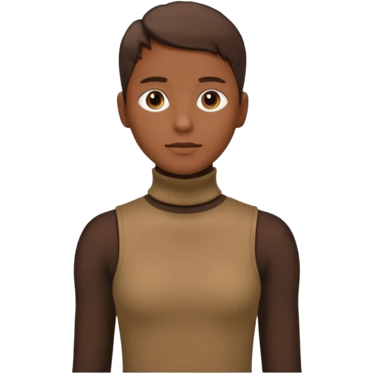 create an emoji, brown sleeveless turtleneck, wholebody emoji