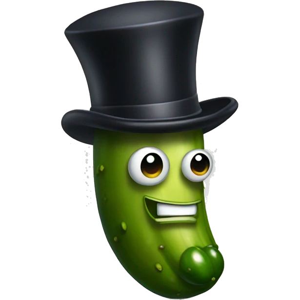 Pickle with a top hat emoji