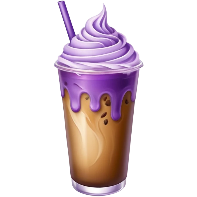 Iced coffee with purple cream emoji