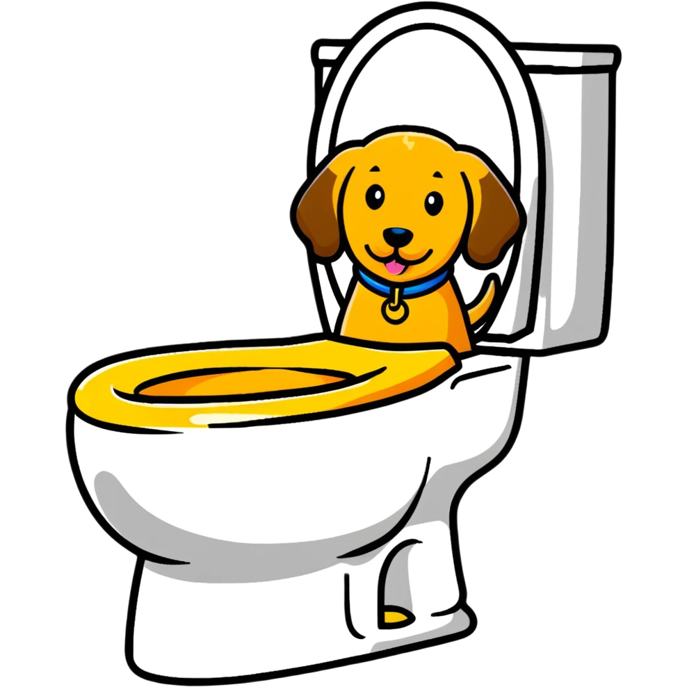 Golden doodle inside toilet emoji