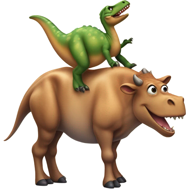 Dinosaur riding a cow emoji
