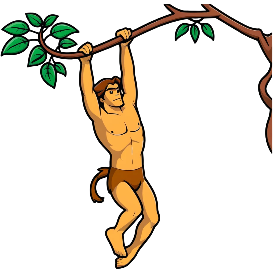 Tarzan swinging on a vine emoji