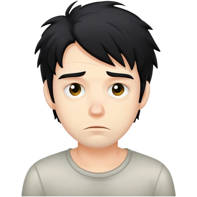 Tired man with messy black hair emoji