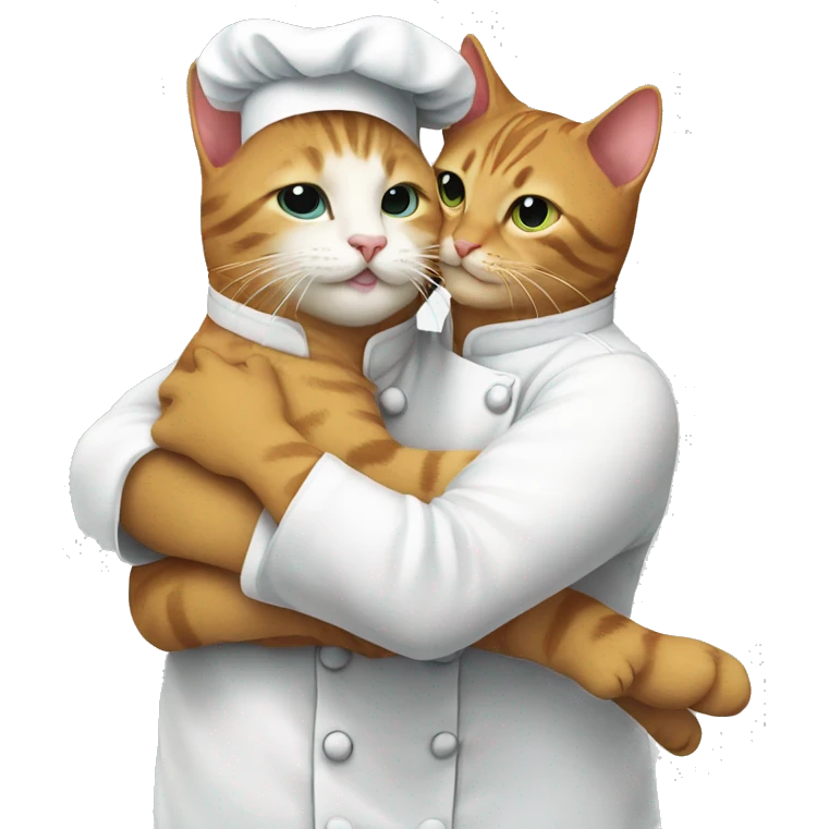 chef cat hugging another cat emoji