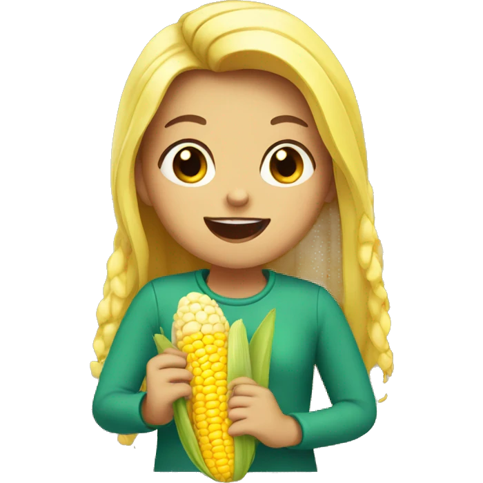 Girl eating corn emoji
