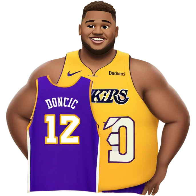 A really fat Luka doncic in a laker jerseys  emoji