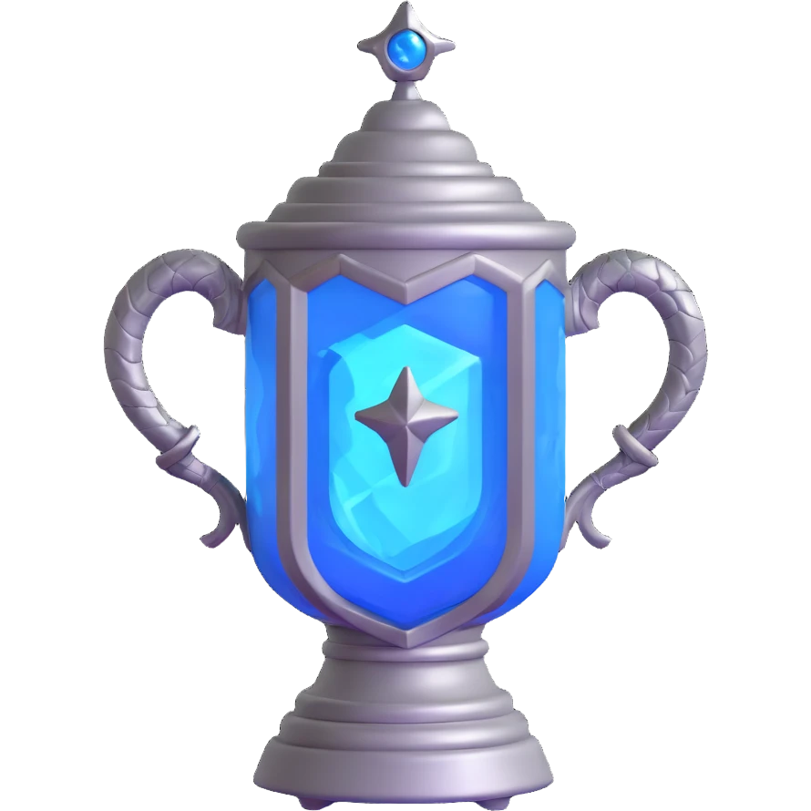 movie-accurate Triwizard Cup from Harry Potter with its iconic hexagonal shape, two large curved serpent handles, metallic silver with blue glow emoji