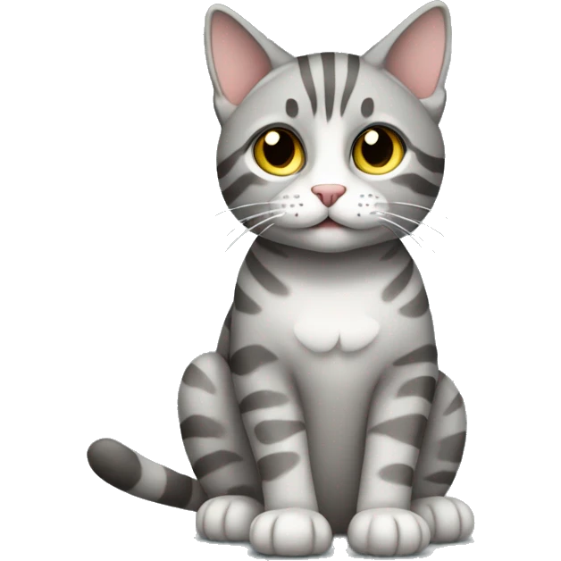 Grey tabby cat full body sitting emoji
