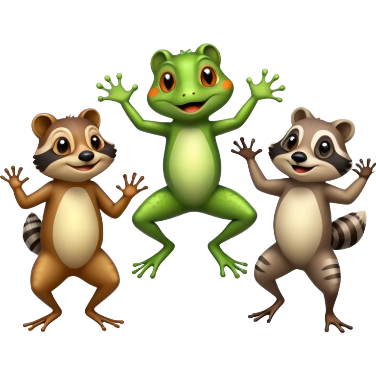 Frog dancing with raccoons  emoji