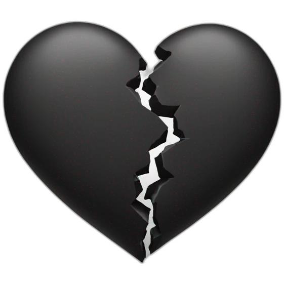 black and white broken heart emoji