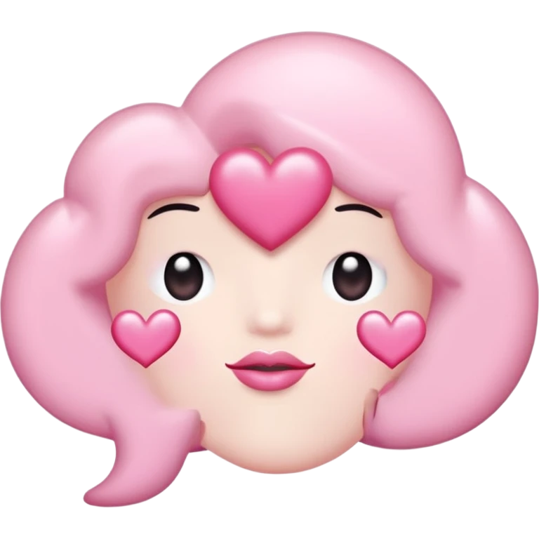 A pastel pink thought bubble. thinking of tiny hearts, lips, and sparkles  emoji