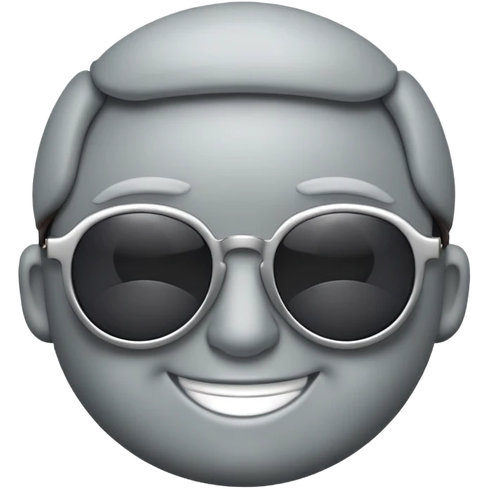 Round-headed cool smiling face wearing sunglasses, gray, retro, cool emoji
