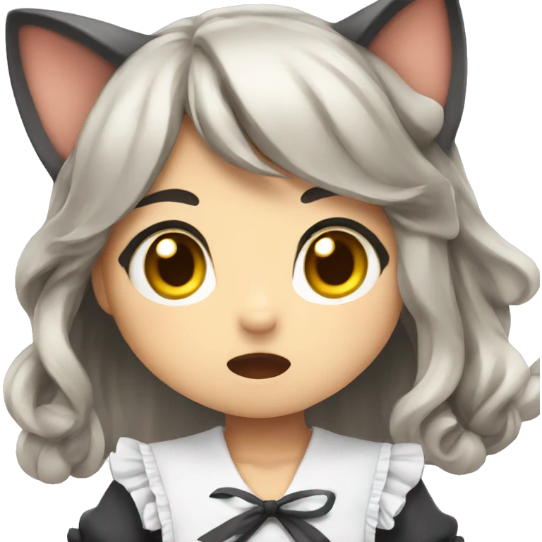 Shocked Chibi cat maid emoji