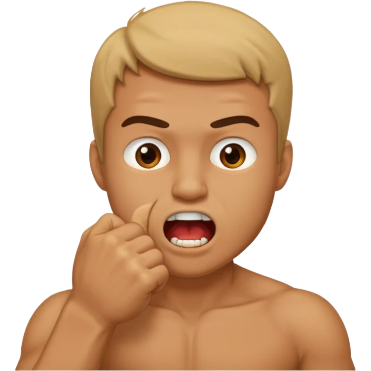 Man biting his fist with his mouth emoji