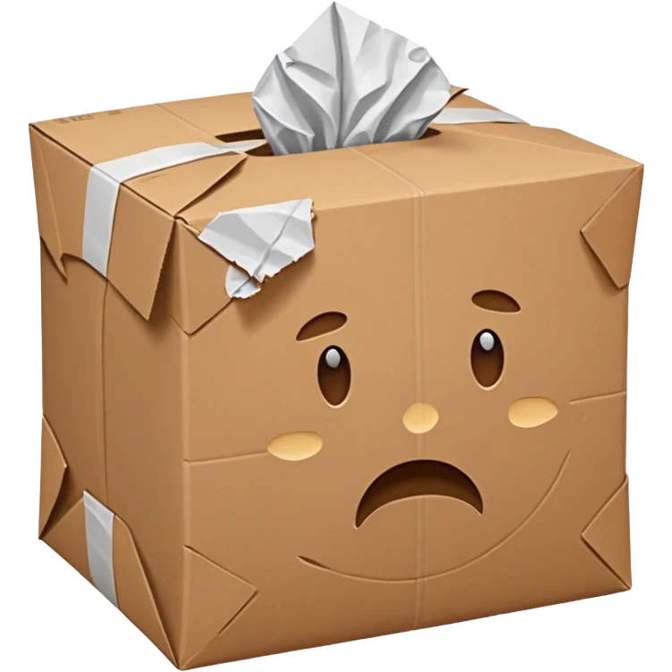 Generate a realistic emoji of a package being damaged. The emoji is simple and has no facial expressions emoji