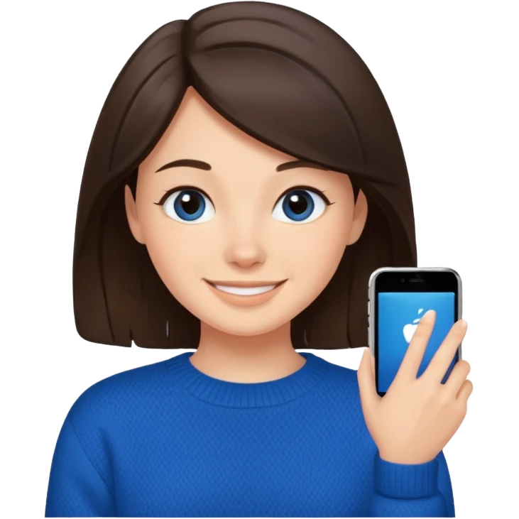 brunette girl whit blue sweater emoji