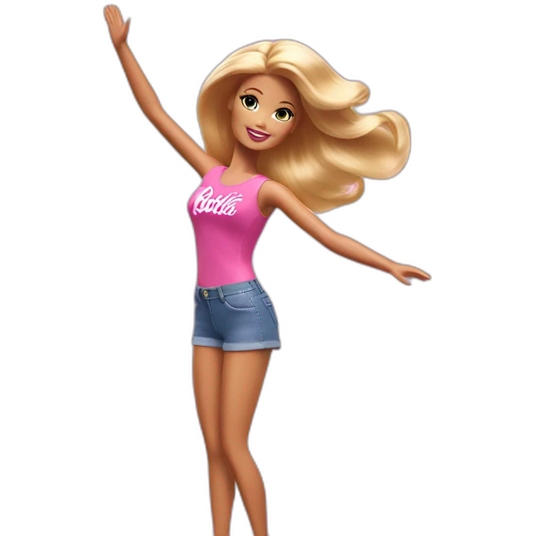 barbie doll raise raise arms and jump high emoji