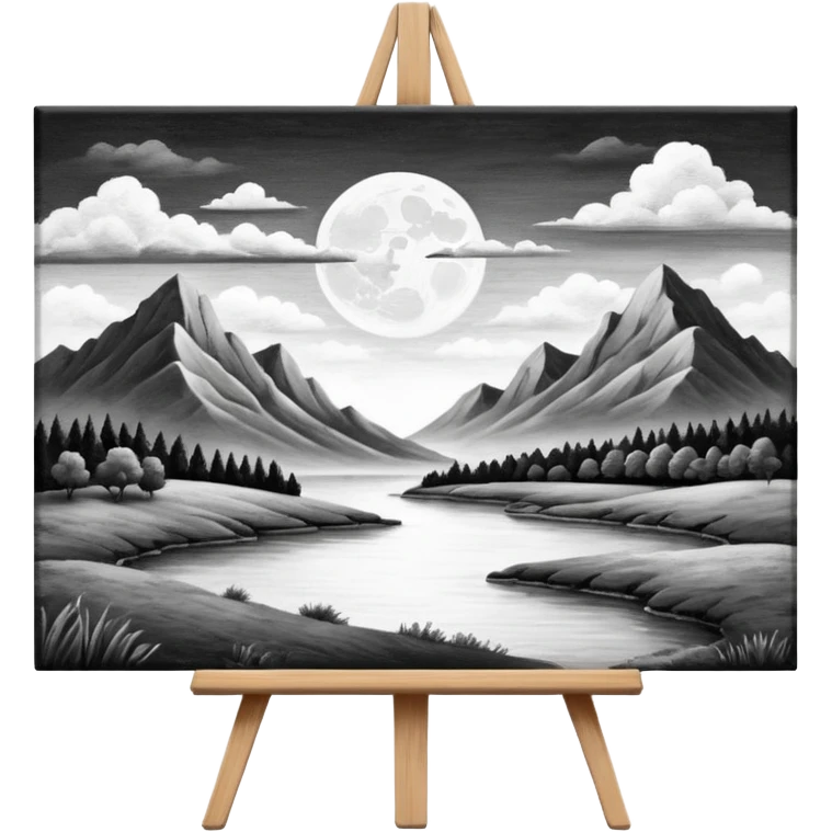 Canvas with pencil sketch,canvas on easel emoji