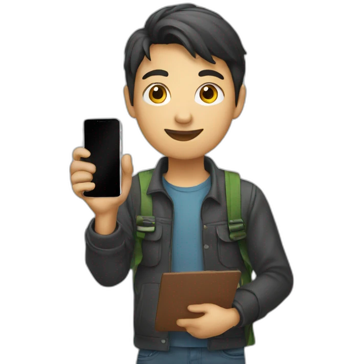 a student shows a mobile phone emoji
