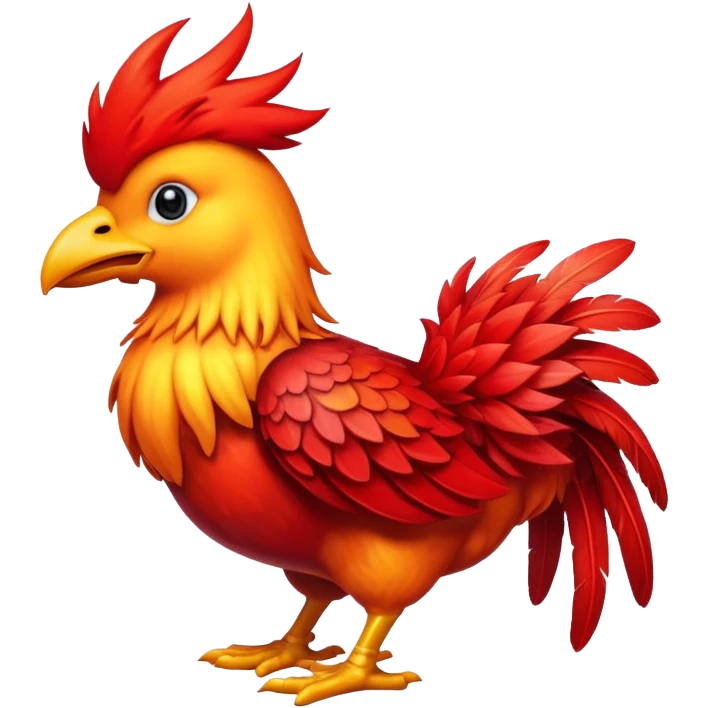 Red chocobo from Final Fantasy, fiery crimson bird emoji