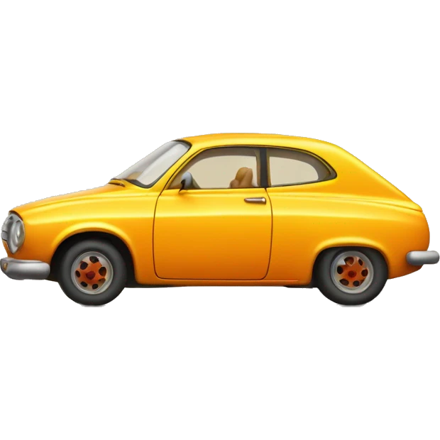 very old car resembling first ever car in yellow-orange color emoji