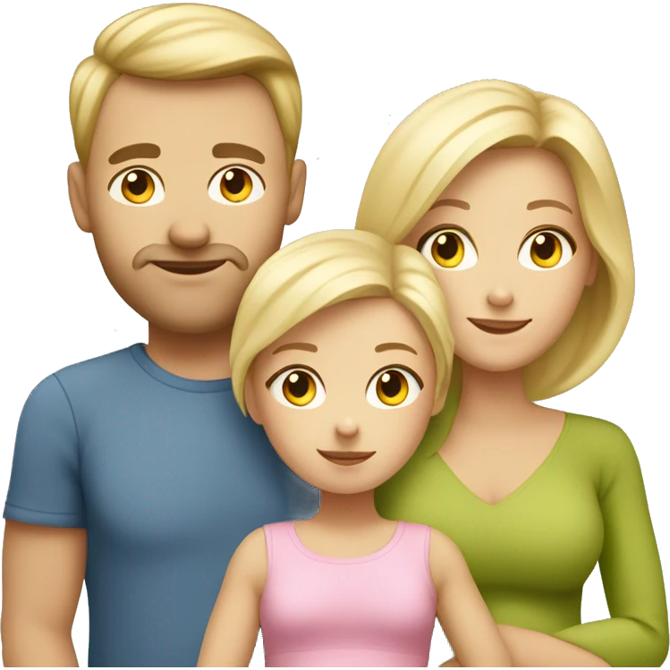 Caucasian family of four, blonde parents, pregnant mom, 2 toddler girls one blonde one brunette emoji