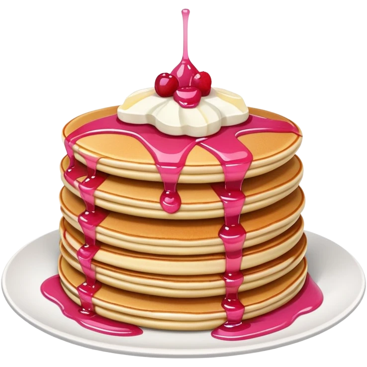 Pancake stack with pink syrup and fruit  emoji