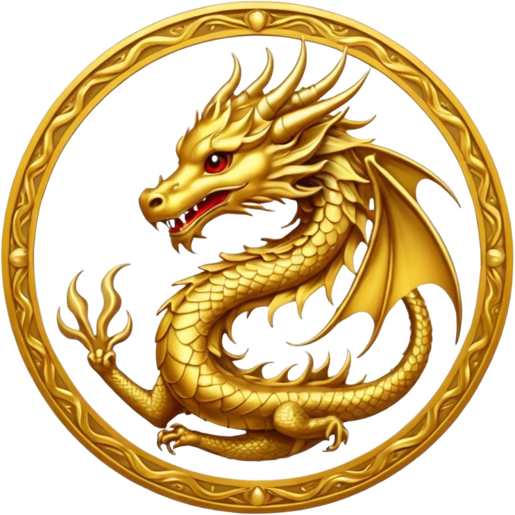 Golden Dragon crest/brosch in a circle emoji
