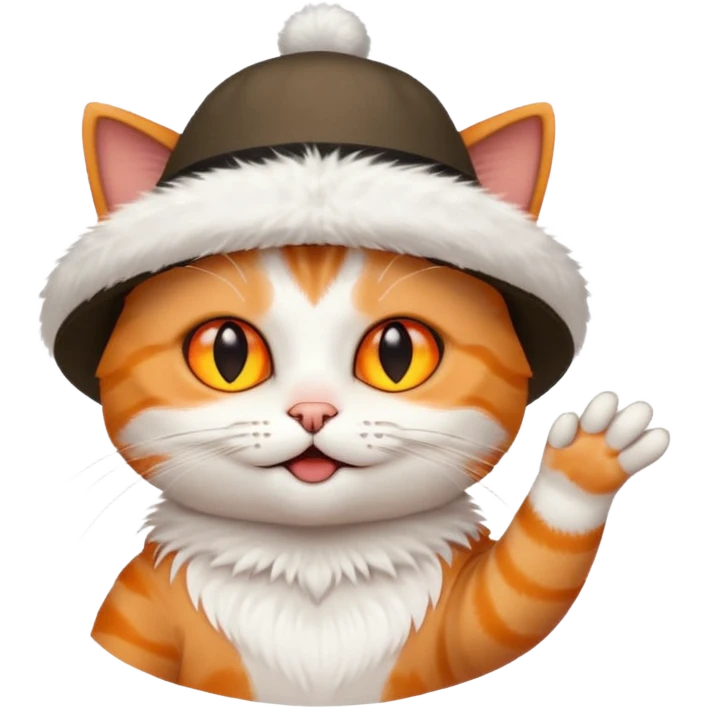 Cat with a hat flipping off emoji