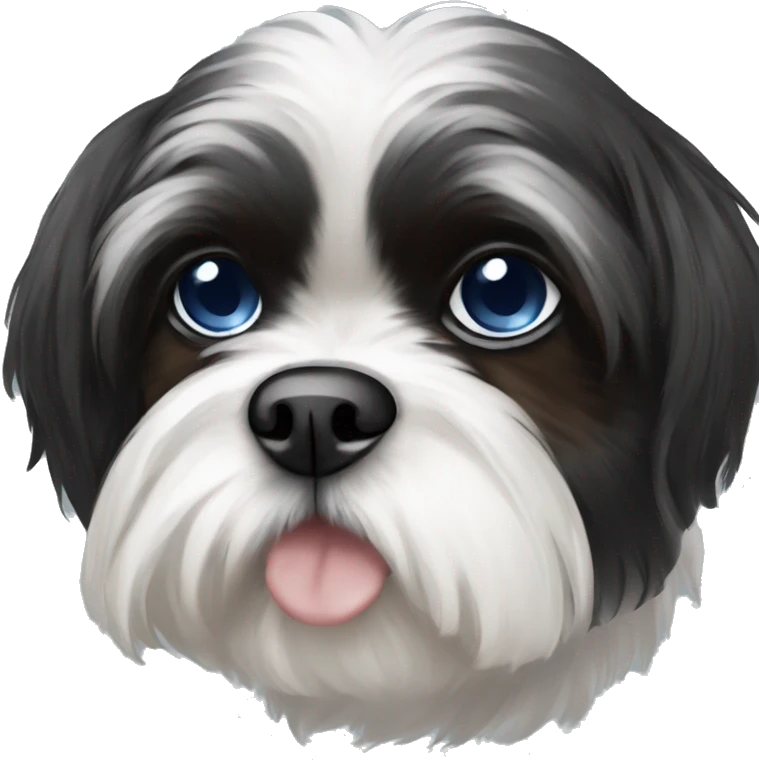 black and white shih tzu with one brown eye and one blue eye emoji