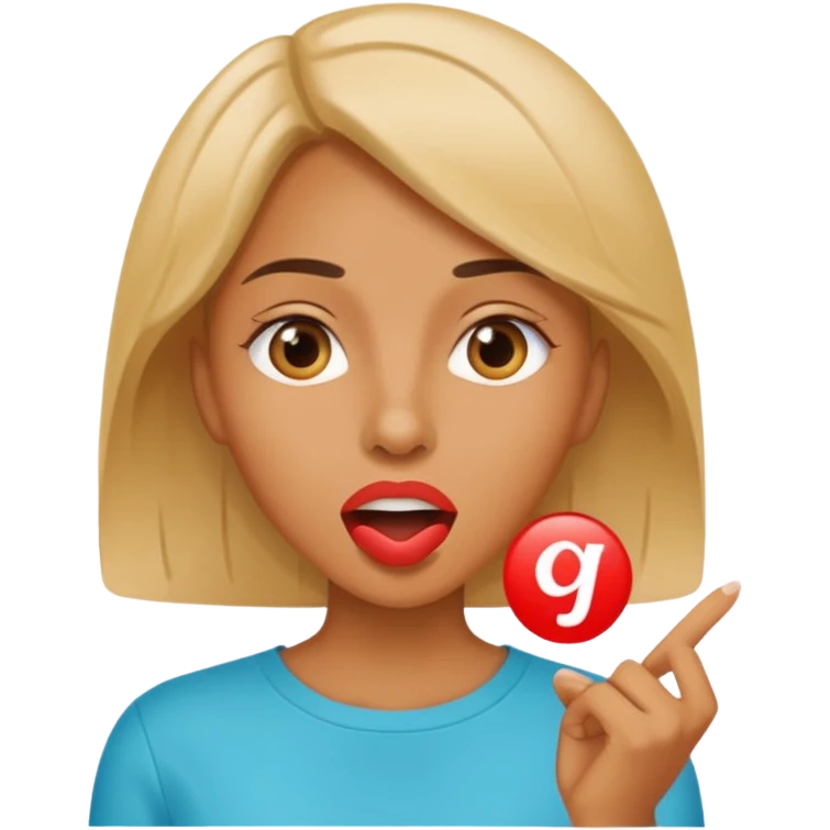 a woman is talking and English letters are coming out of her mouth emoji